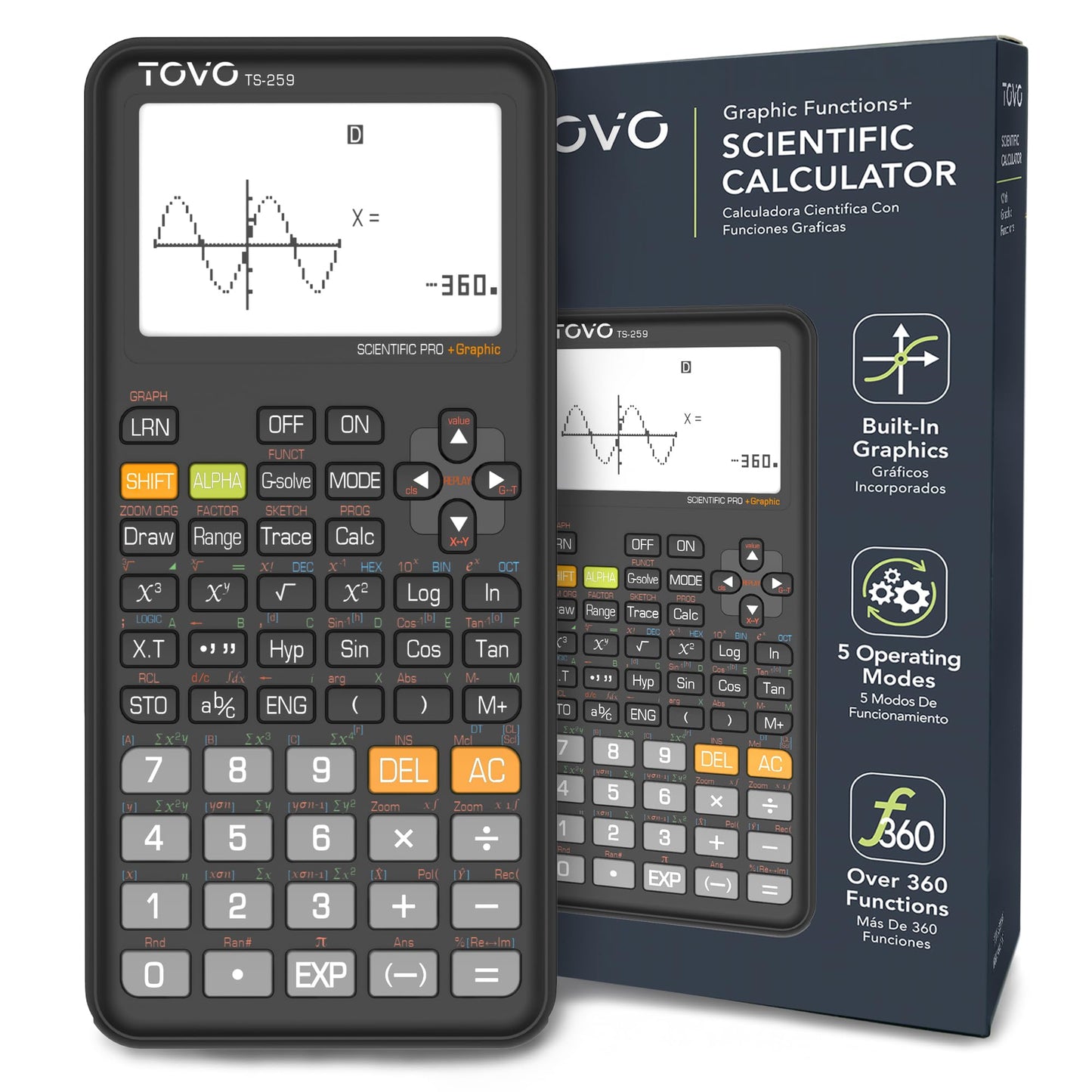 TOVO 2026 Upgraded Scientific Calculator with Graphic Functions, Massive 3" Screen, 360+ Functions Multi-Mode Graphing Calculators for Students, High