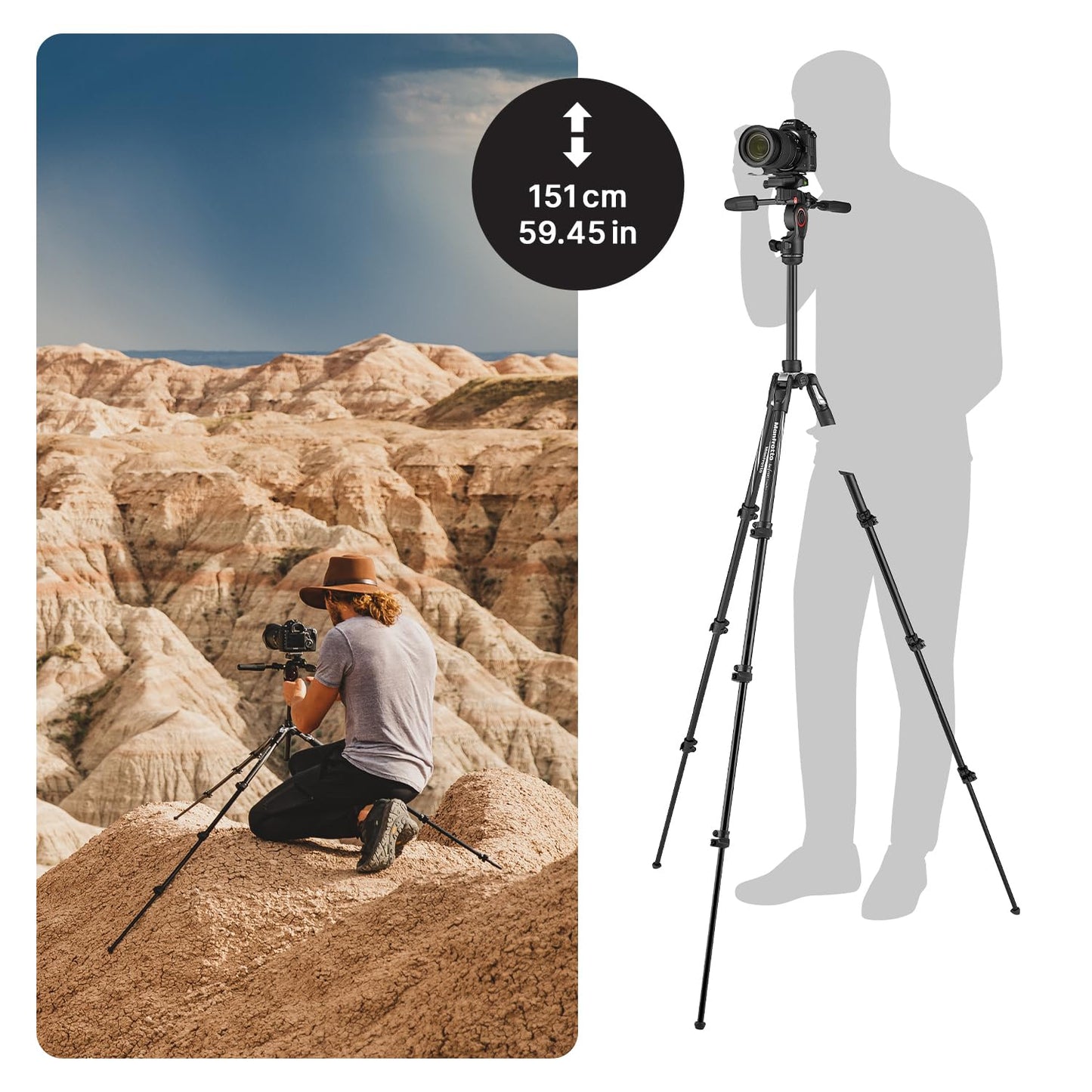 Manfrotto Befree 3-Way Live Advanced Tripod Kit, Tripod and Fluid Head in Aluminum for Cameras and Camcorders up to 6 kg, Ultra-Compact, Photography