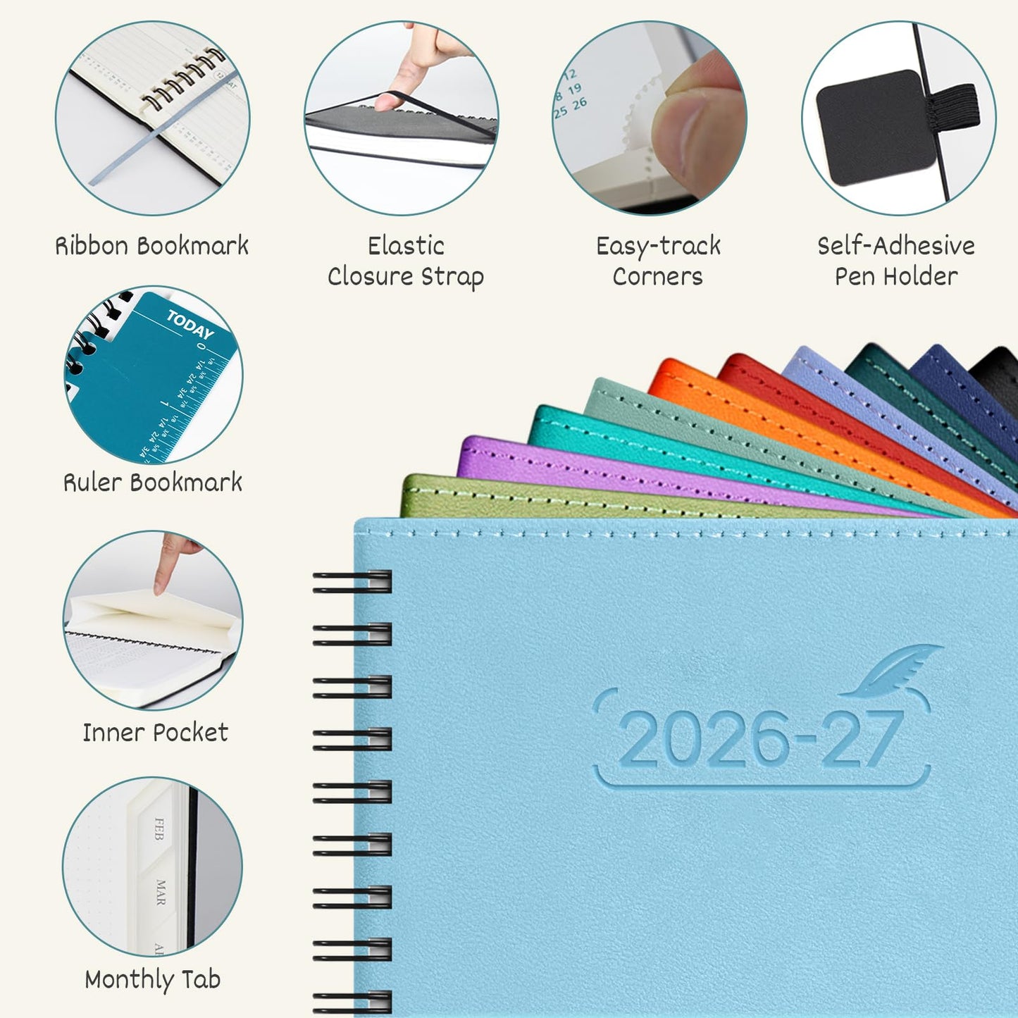 BEZEND Weekly Planner 2026-2027 (6" x 8.5") with Hourly Timeslots (Jul 26-Dec 27) 18 Months Academic Calendar & Monthly Tabs, for Students, Work