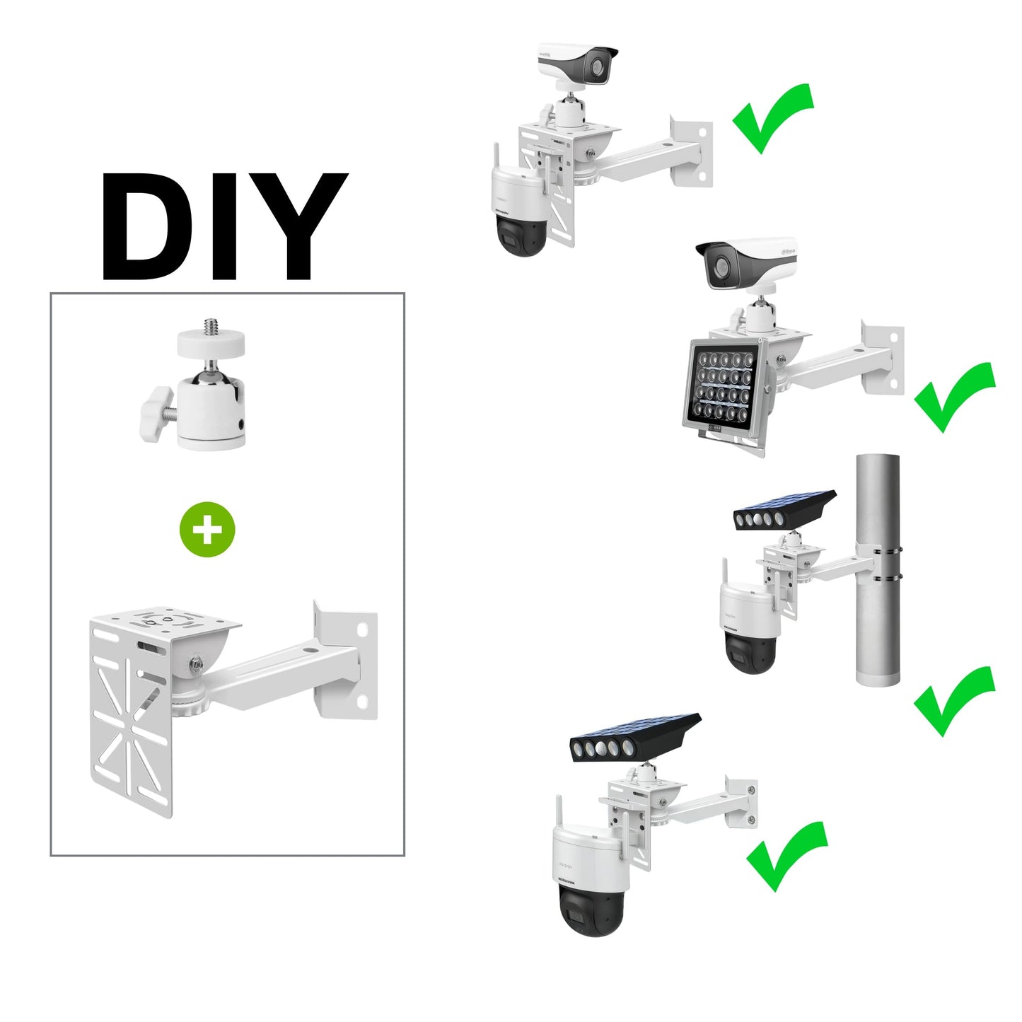 Coolotic Security Camera Mount System - Modular 3-in-1 Adjustable Clamp-on Bracket | Fit Pole/Corner/Wall, ndoor Outdoo Screw & Clamp Installation