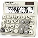 CATIGA Mechanical Switch Calculator with Solar and Battery Dual Power, 12-Digit Large LCD Display, Aesthetic and Cute Desktop Calculator with Big