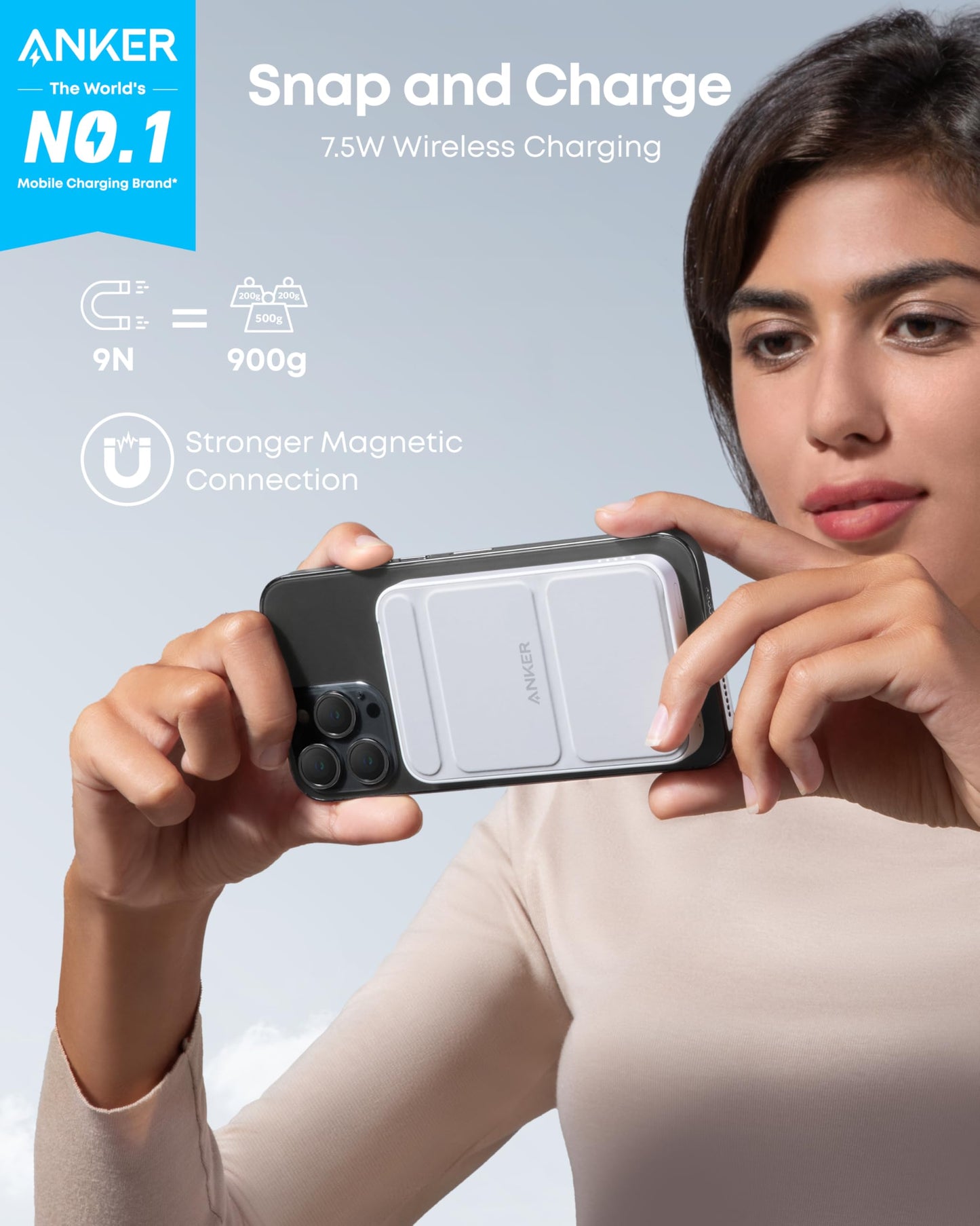 Anker 622 Magnetic Power Bank, 5,000mAh Foldable Wireless Portable Charger