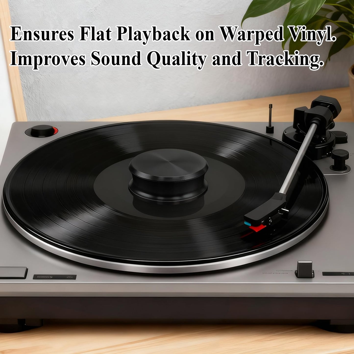 Pancosmy Black Record Weight Stabilizer 11oz Low Profile Design Vinyl LP Disc Turntable Weight Clamps for Record Player with Soft Base Pad