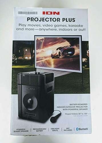 Ion Projector Plus Bluetooth 30-150" Battery Indoor-Outdoor-Karaoke-Speaker HDMI