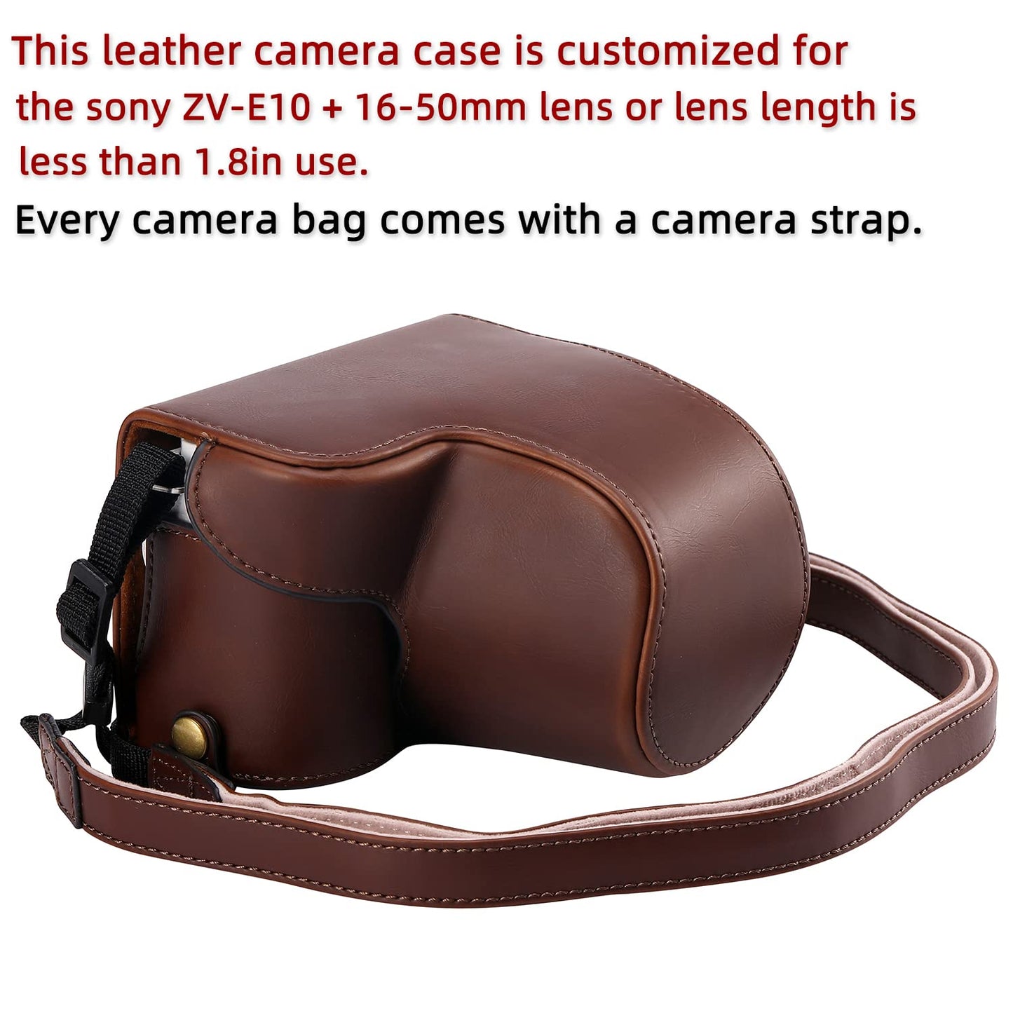 Hargedis XEVN for Sony ZV-E10 case,for Sony ZV-E10 case,Premium PU Full Body Leather Camera Case Bag for Sony Alpha ZV-E10 Fit 16-50mm Lens