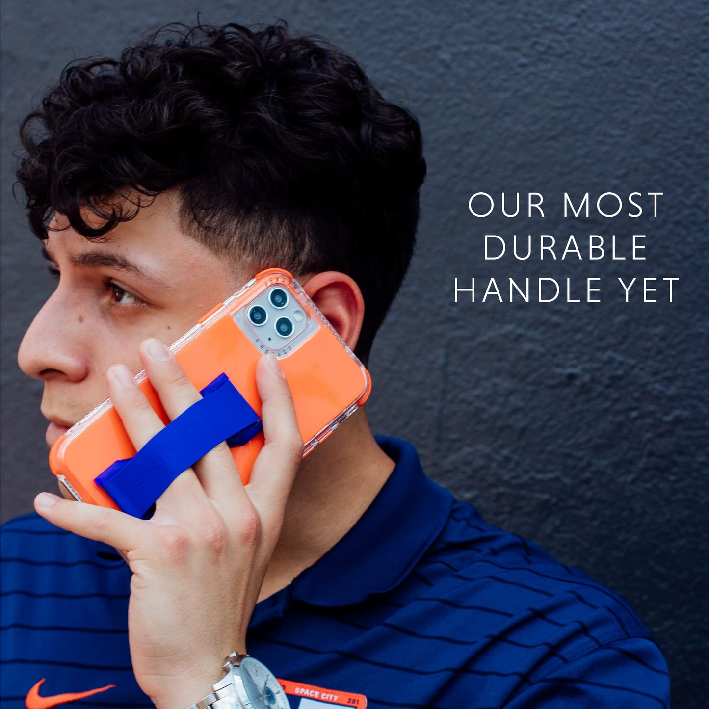 LOVEHANDLE PRO Premium Phone Grip - Silicone Phone Strap - Magnetic Phone Mount and Kickstand for Smartphone and Tablet - Frosty Blue Glow Silicone