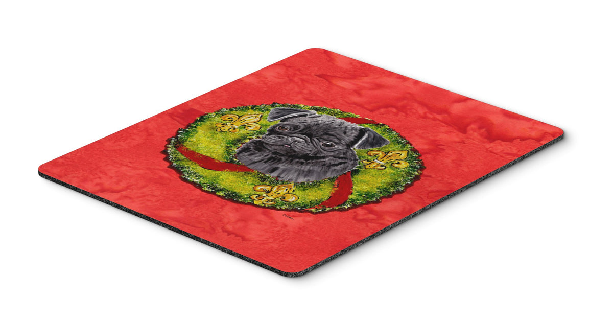 Caroline's Treasures SC9096MP Pug Christmas Wreath Mouse Pad, Hot Pad or Trivet for Home Office Gaming Working Computers Laptop Mouse Mat,Washable