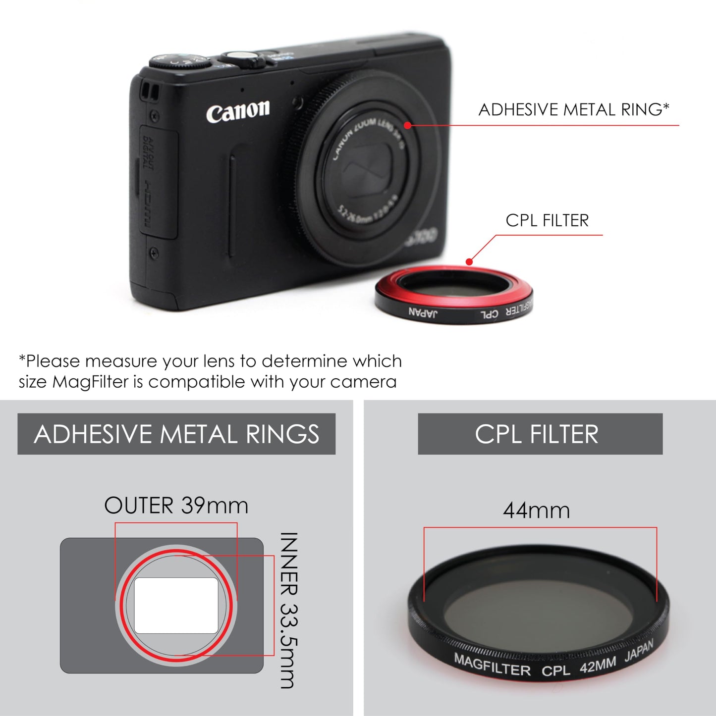 Kamerar MagFilter 44mm Circular Polarizer Filter (CPL) with Carrier Bag for Compact Camera, Sony RX 100 IV, V VI, VII, Canon Canon G5X Mark I II G7X