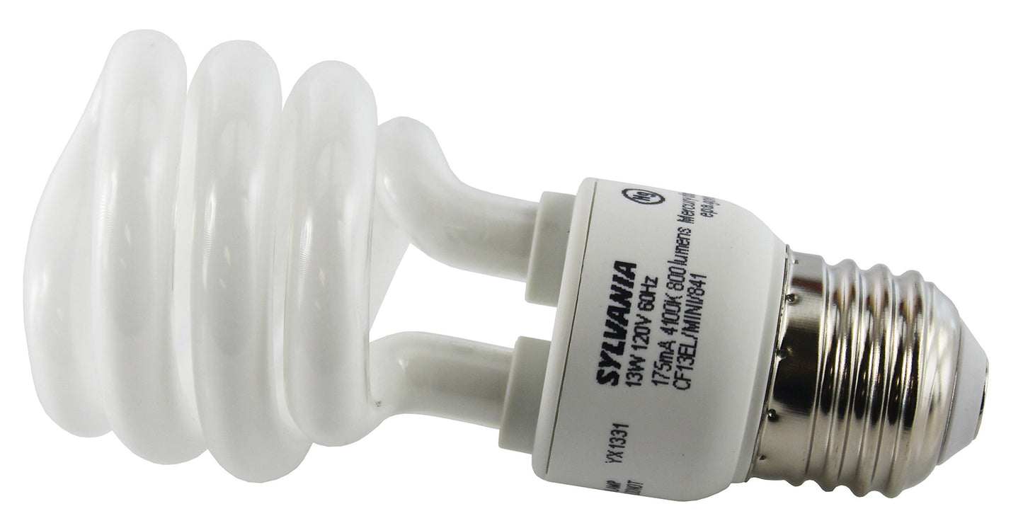 OSRAM SYLVANIA GIDDS-611132 611132 Dulux El Spiral Compact Fluorescent Lamp, Mini, 13W, 4100K, 82 CRI, Medium Base, 120V s