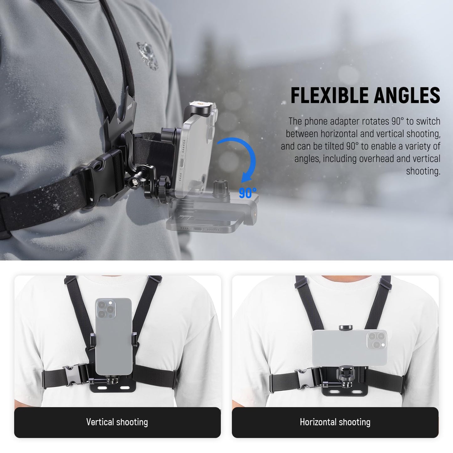 NEEWER Mobile Phone Chest Mount Head Strap Mount, Quick Release POV Vlog Accessory Kit for Video Recording, Compatible with iPhone GoPro Hero Insta360