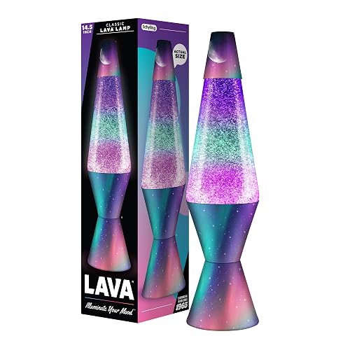 Lava® Lamp - 14.5" Polar Glimmer - The Original Motion Light - Silver Glitter, Multicolor Base and Globe - Item #2048 (Amazon Exclusive)