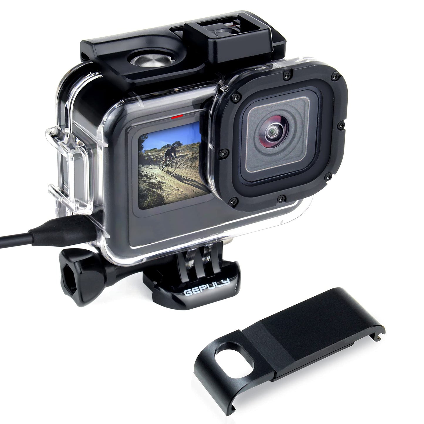 GEPULY Skeleton Housing Case Side Open Protective with Aluminum USB Pass Through Side Door Cover for GoPro Hero 9 10 11 12 13 Black - Charging Camera