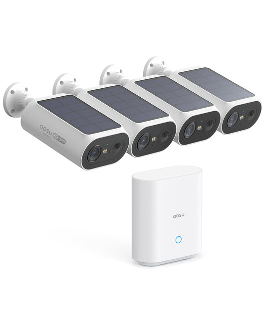 aosu Solar Security Cameras Wireless Outdoor, 2Mins DIY Installation, No Subscription Required Cameras for Home Security System, Local Storage, 2K