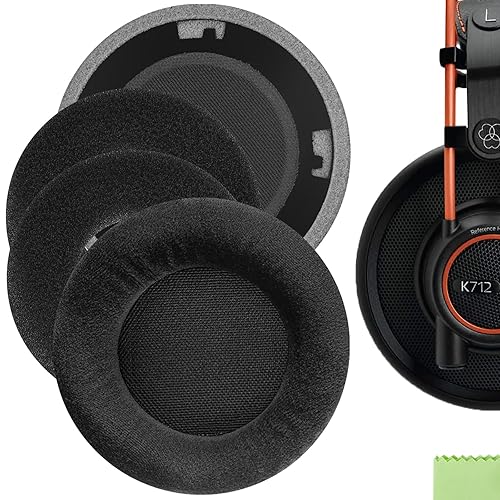 Geekria Comfort Velour Replacement Ear Pads for AKG K701, K702, Q701, Q702, K601, K612, K712, K400, K500 Headphones Ear Cushions, Repair Parts