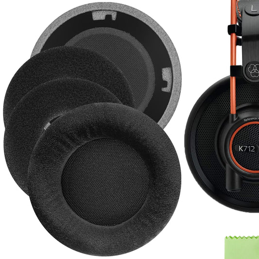 Geekria Comfort Velour Replacement Ear Pads for AKG K701, K702, Q701, Q702, K601, K612, K712, K400, K500 Headphones Ear Cushions, Repair Parts