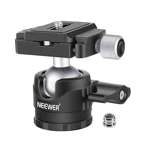 NEEWER 28mm Low Profile Tripod Ball Joint 360° Pan Rotation with 1/4" Arca Type Quick Release Plate and Spirit Level for Tripods, Monopods, Max Load