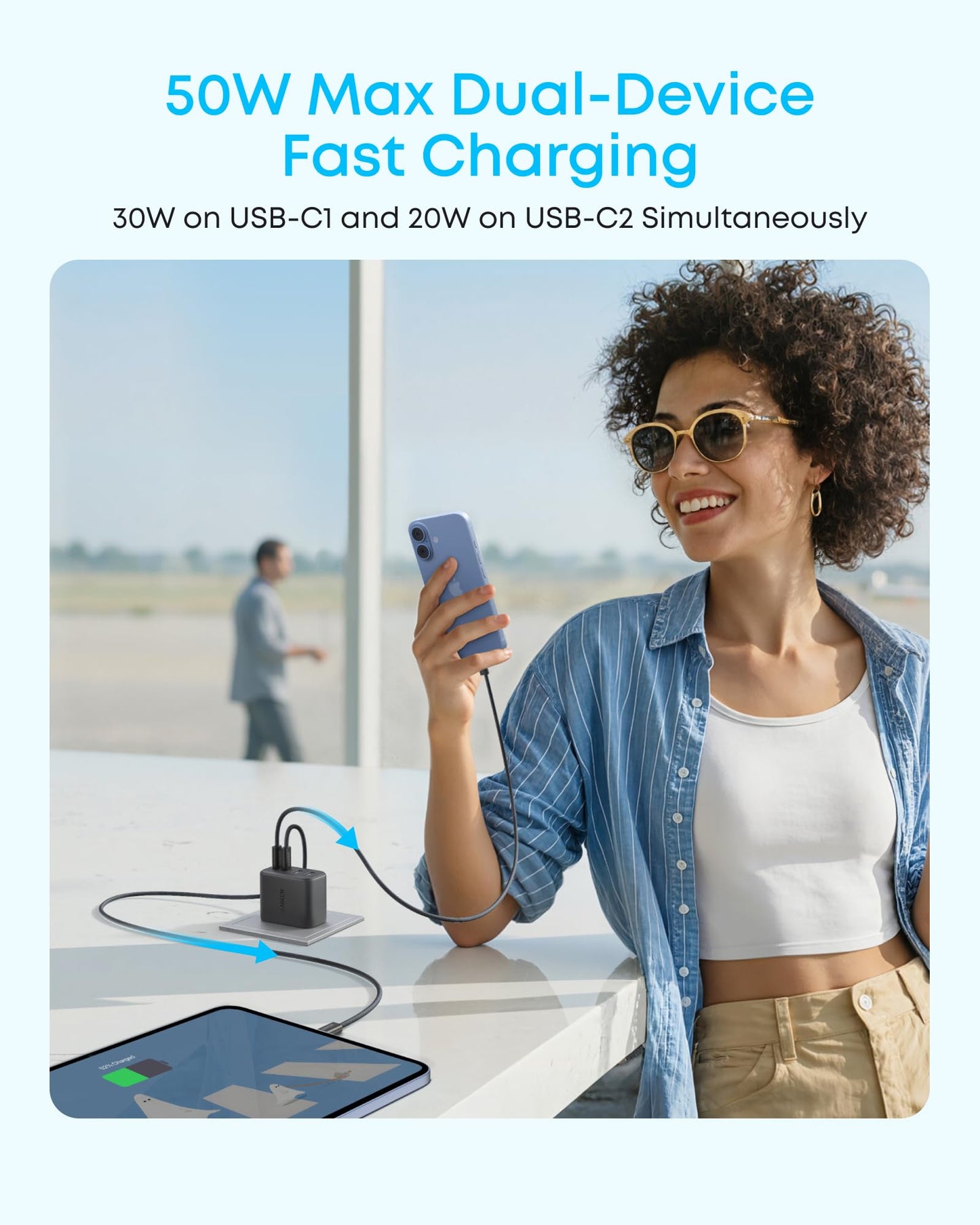 Anker Zolo USB C Charger Block, 50W Max Output Type C Charger Fast Charging