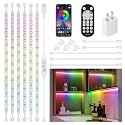 6Pcs Under Cabinet Lights Kit,Music Sync Color Changing LED Lights with RF Remote and APP,Dimmable Flexible Cabinet Lights,5V USB Under Cabinet LED