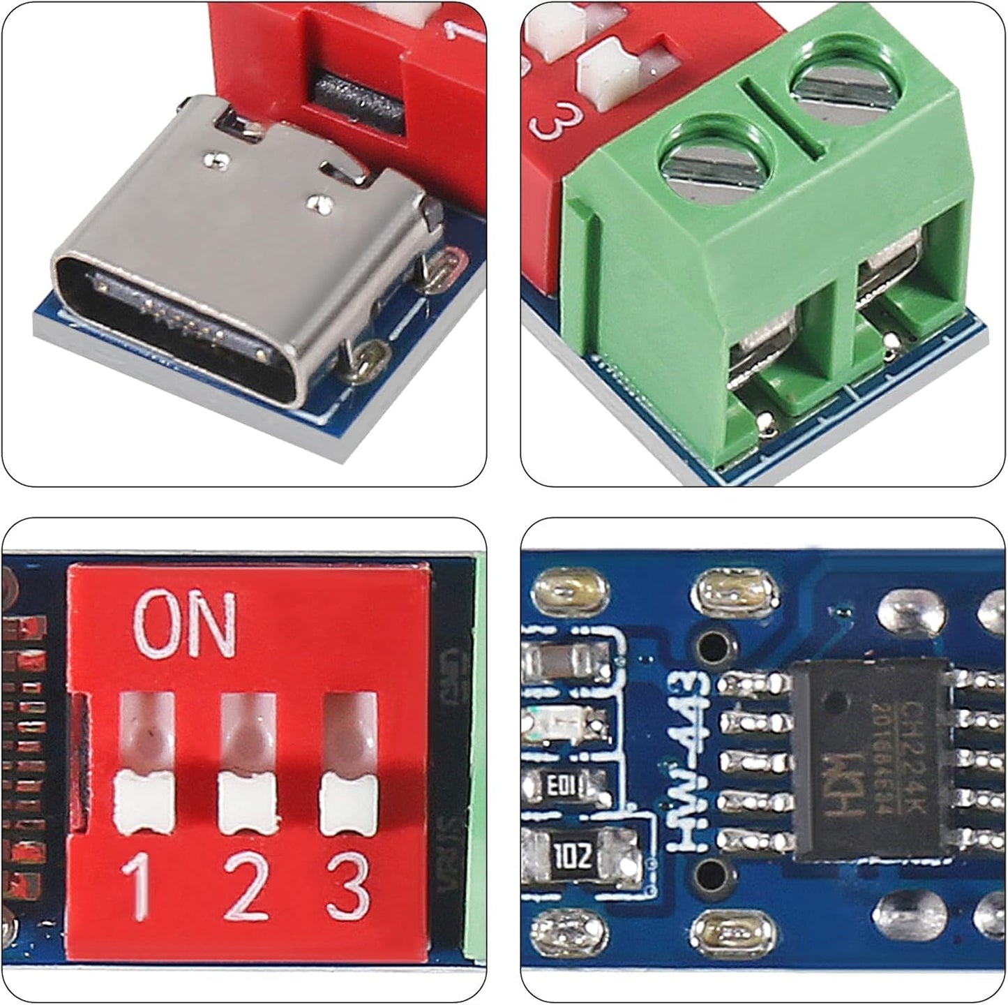 6pcs 5-20V Adjustable USB C PD Trigger Board PD/QC Decoy Board High Speed Charger Power Fast Charge PD Trigger Module