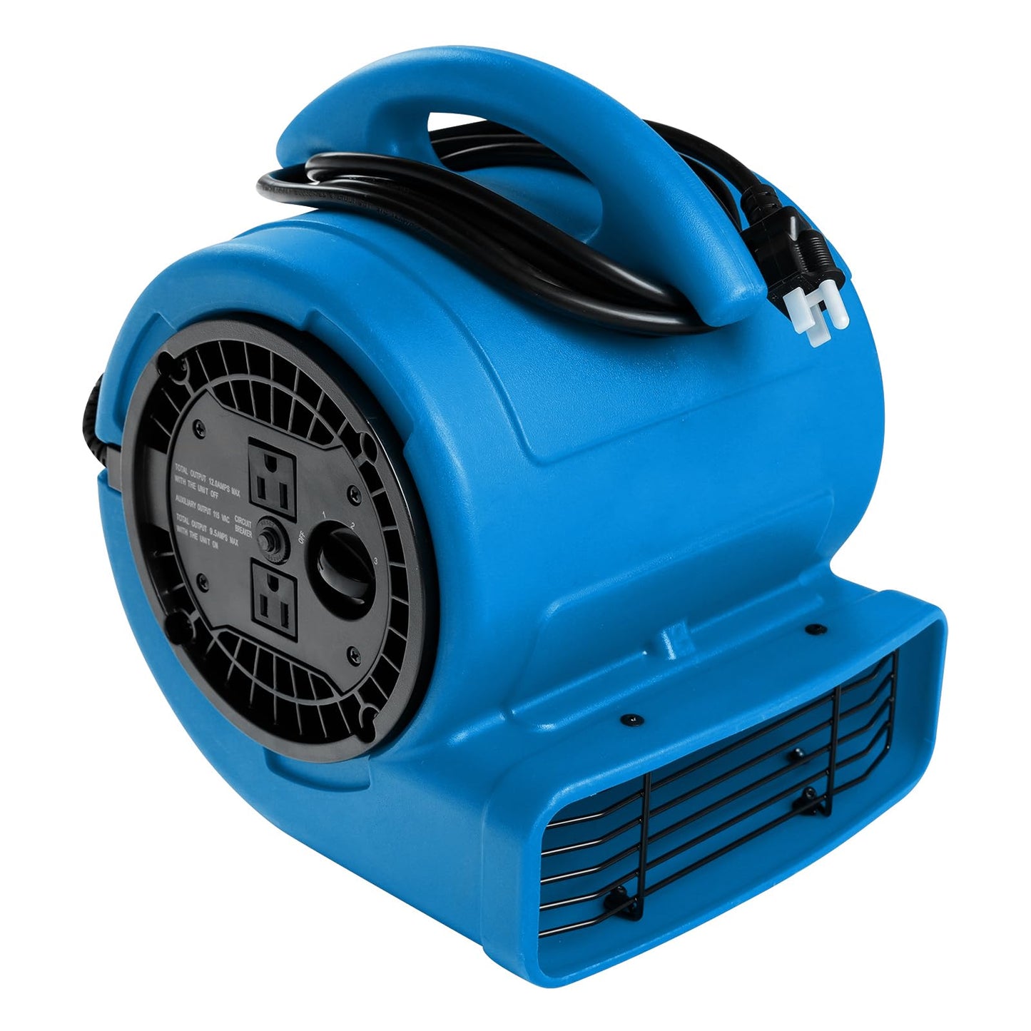 MOUNTO 1/5hp Air Mover 800cfm Blower Fan Carpet Floor Drying Fan - 3-Speed Compact Air Mover w/Dual Outlet, 10ft Power Cord for Drying, Cooling, Air