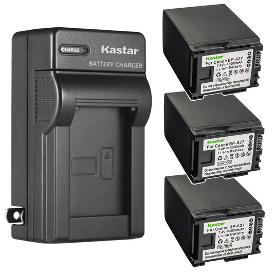 Kastar 3-Pack Battery and AC Wall Charger Replacement for Canon VIXIA HF100, VIXIA HF200, VIXIA HG30, VIXIA XA10 XA10 HD, FS10 Flash Memory Camcorder