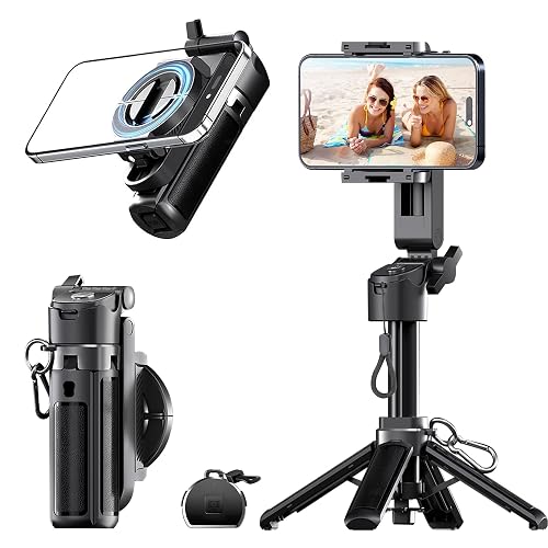 16.9" Tripod for Phone, Portable All in One Extendable Cell Phone Tripod Stand, Tall Travel Tripods for Recording Video Selfies Photo, with Wireless