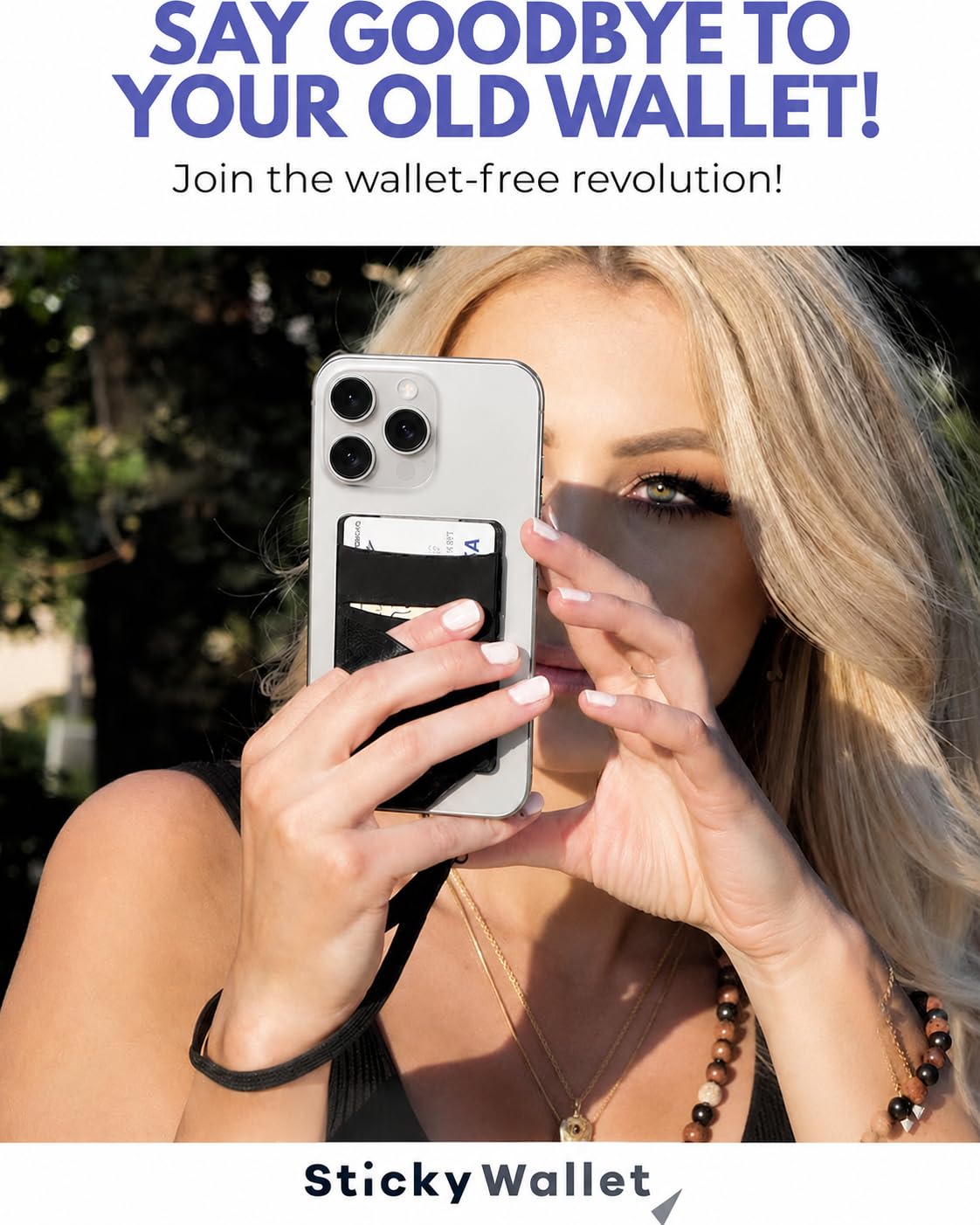 LIFESTYLE DESIGNS The StickyWallet - Premium Spandex Stick-on Phone Wallet Card Holder for any Case - Unique Double Pocket Design + Finger Strap (1