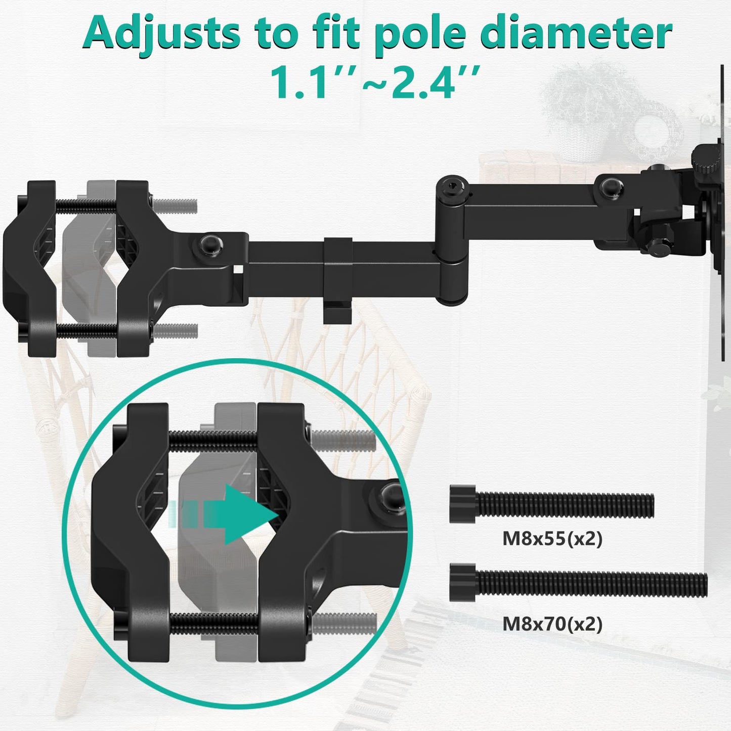 WALI Single Monitor Arm Mount for 17 to 32" Monitors, Full Motion Steel Monitor Pole Mount Bracket with Removable VESA Plate 75mm and 100mm, Vesa