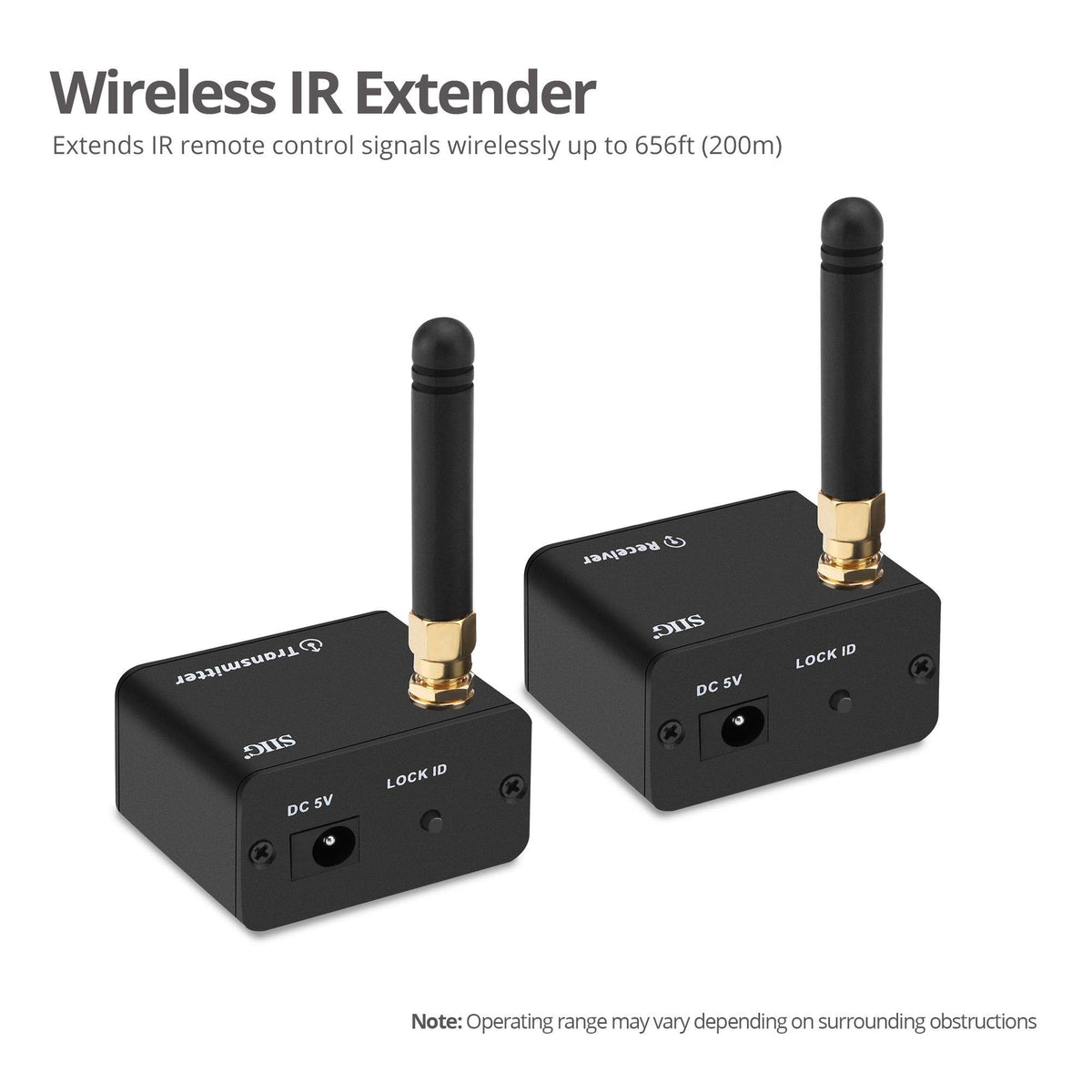 SIIG Wireless IR Remote Control Extender Kit, 656ft, CE-RC0111-S1