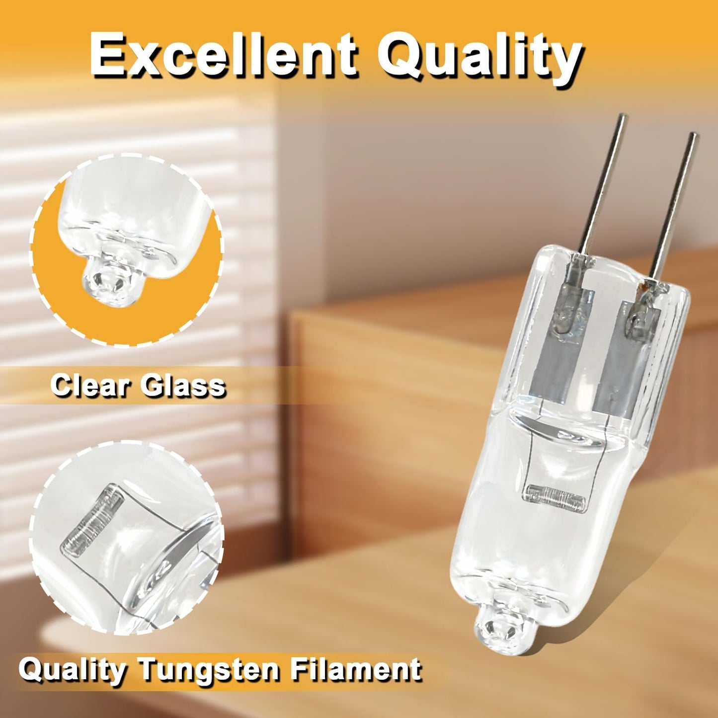 SDRZJX 4PCS 5W 12V G4 2-Pin Base T4 Clear Halogen Light Bulbs for Oven Indoor Embedded and Track Lighting 4000 Hrs Average Life Replace#: 64405