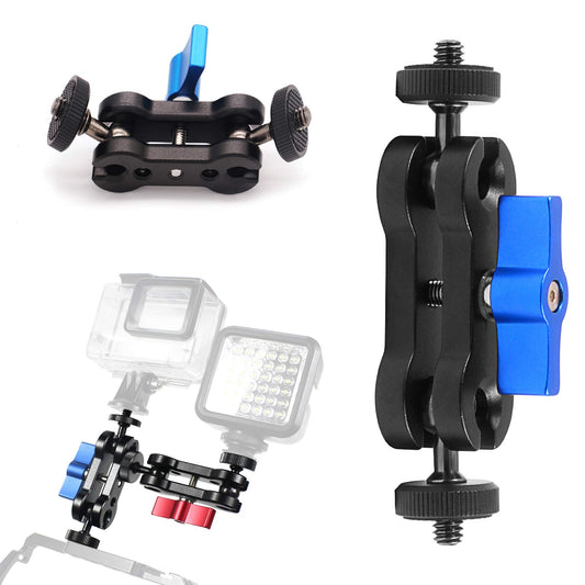 Mini Magic Arm with Double Ballhead 1/4" Screw Adapters& Metal Articulating Arm, Universal Bracket Monitor Mount Bracket for SLR Camera, Small