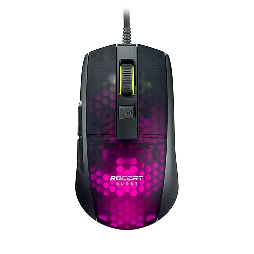 ROCCAT Burst Pro PC Gaming Mouse, Optical Switches, Super Lightweight Ergonomic Wired Computer Mouse, RGB Lighting, Titan Scroll Wheel, Bionic Shell