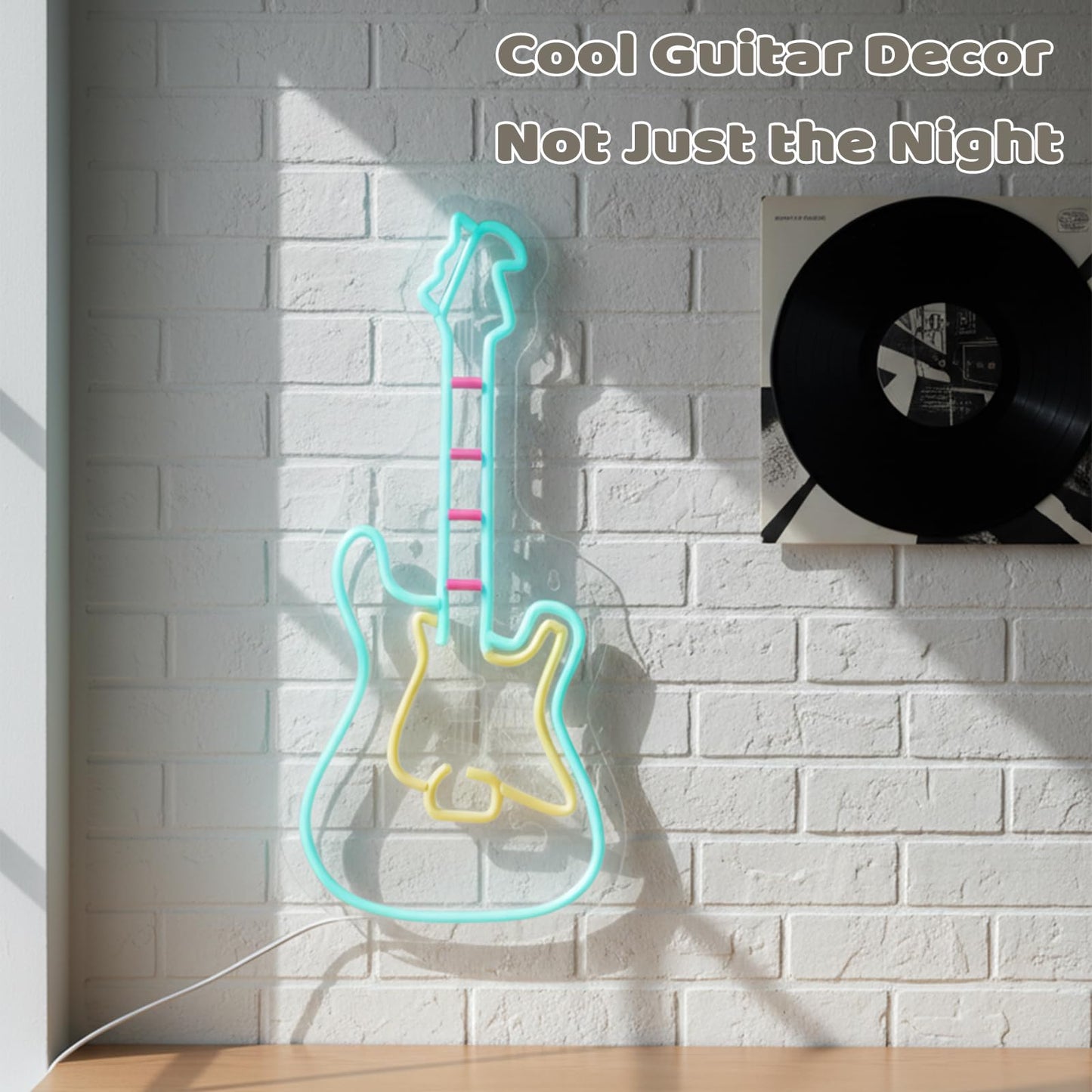 Electic Guitar Neon Light, Guitar Neon Sign, LED Wall Decor with USB Powered (6.5ft cable), Dimmable Light Guitar Gifts Aesthetic Decor for Man Cave