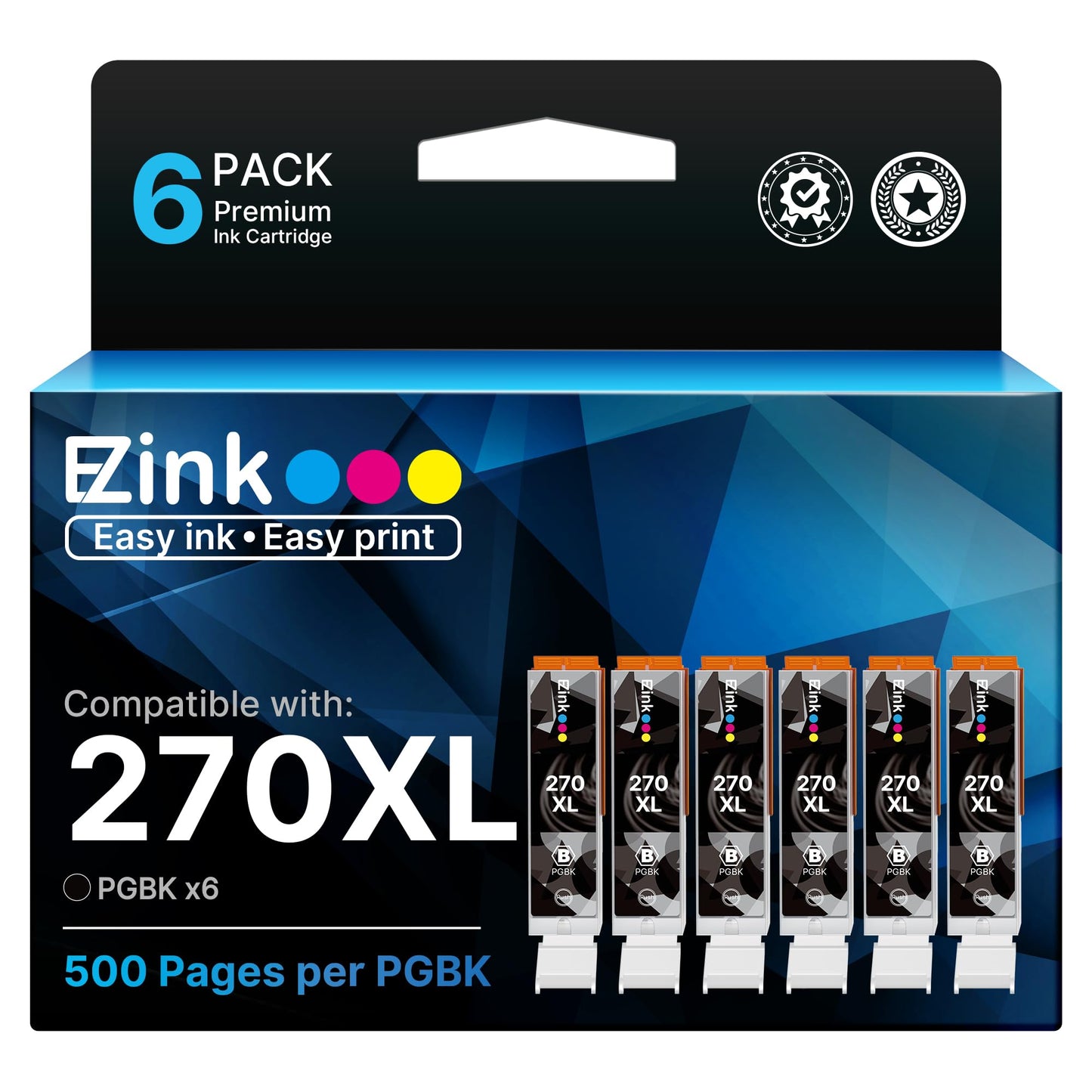 E-Z Ink Compatible for Canon PGI-270XL PCI270XL 270 Ink Cartridges, 6 PGBK