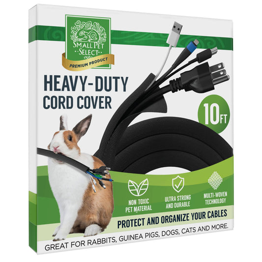 Small Pet Select Heavy Duty Cord Cover - Black, 10ft - Ultra Durable Electrical Cable and Wire Protector for Rabbits, Dogs, Cats and Other Pets - Cord