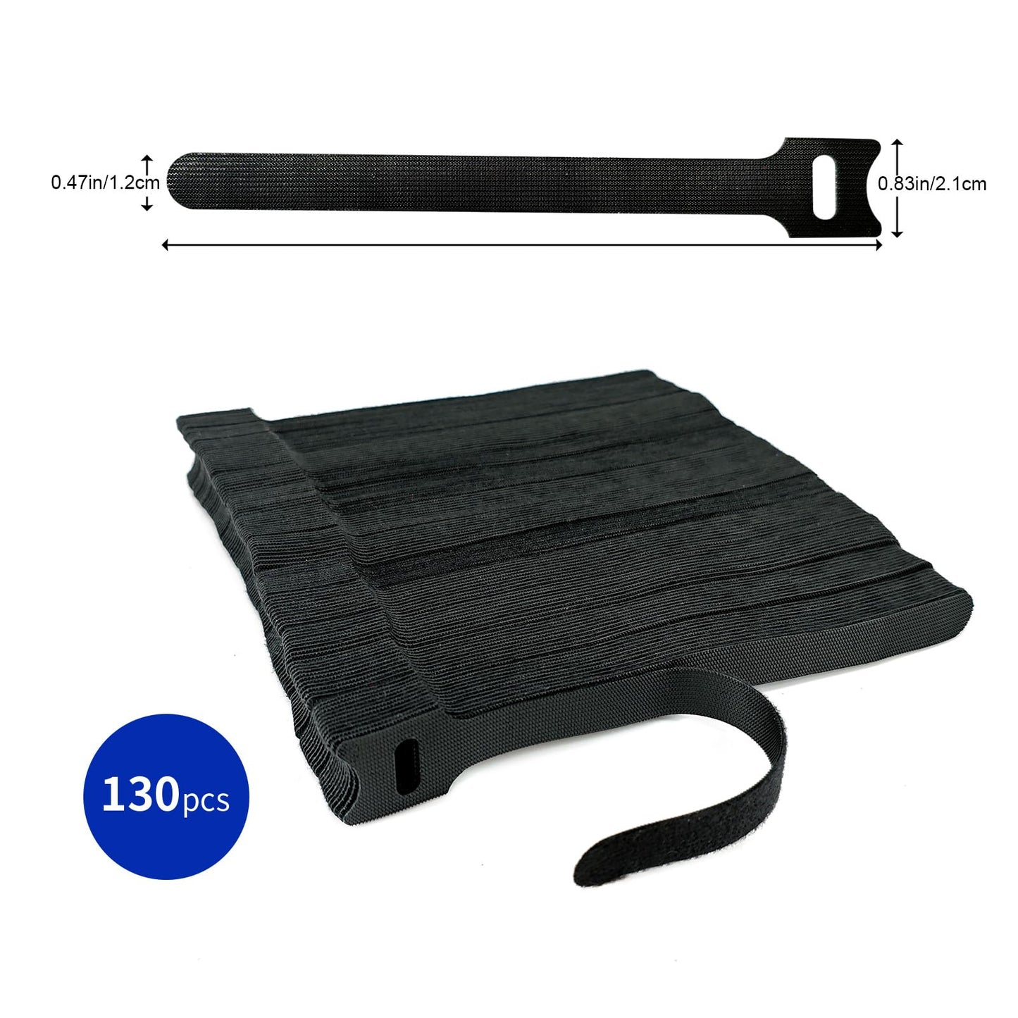130-Pack Reusable Cable Management Straps, 6 Inch Self-Adhesive Hook & Loop Cord Organizers for Wires, Adjustable Cord Wrap Ties