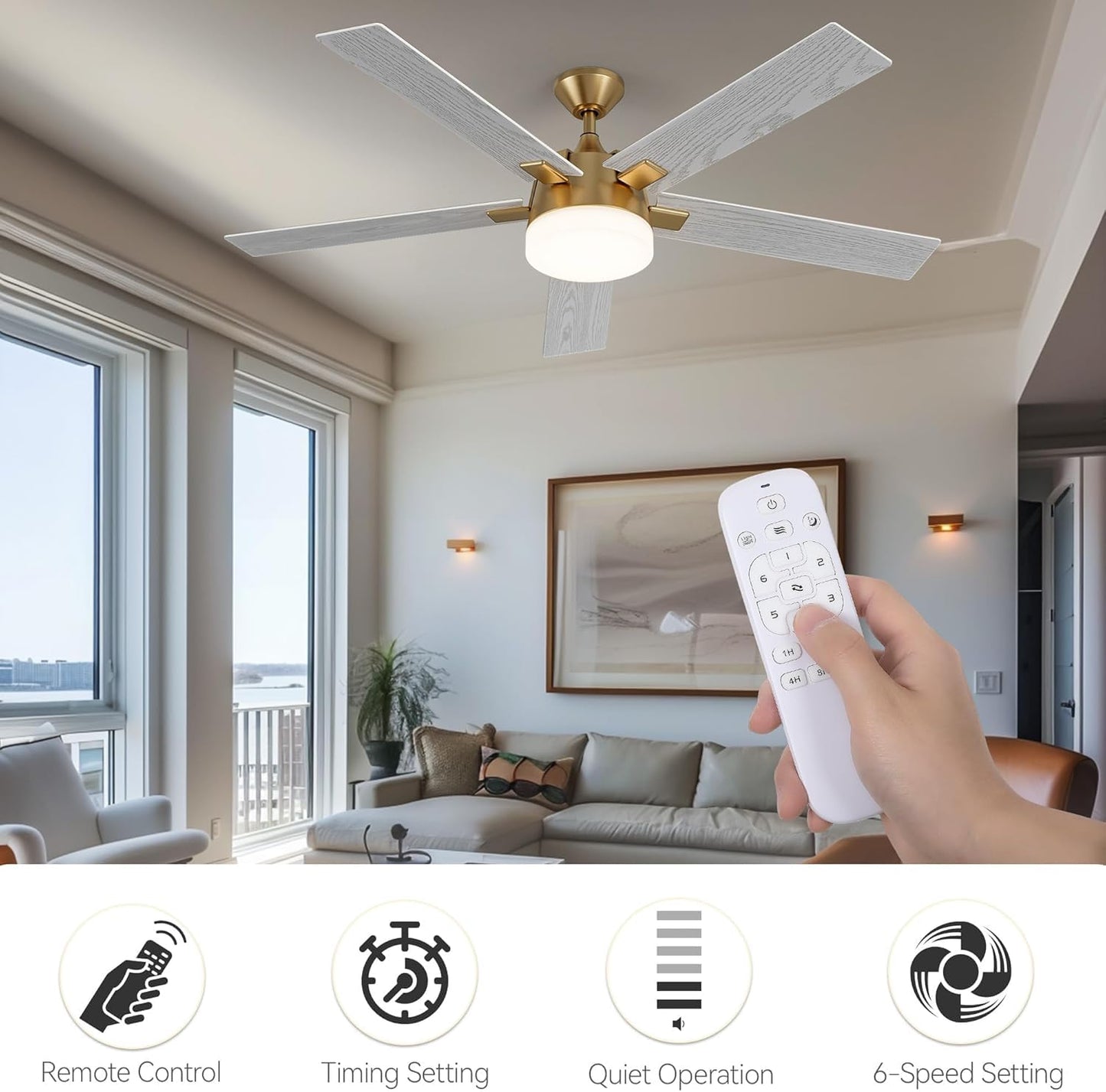 DWVO 52 Inch Smart Ceiling Fans with Lights