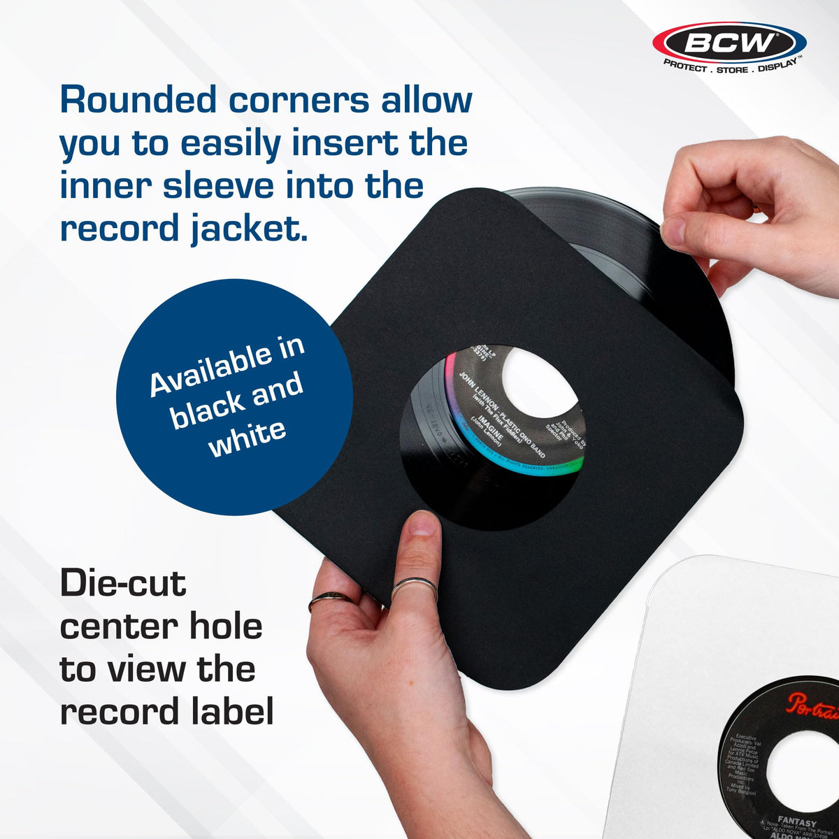 BCW 7 Inch Vinyl Record Paper Inner Sleeves - Round Corners - White | Pack of 50 | Protective LP Album Sleeves for Vinyl Storage and Preservation |