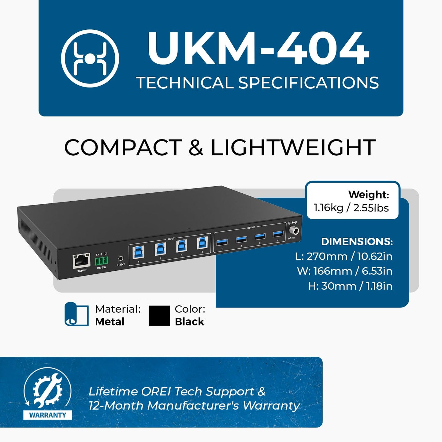 OREI USB 3.0 4x4 Matrix Peripheral Sharing Switch, Share 4 USB Devices with 4 Different Computer Hosts PC, Printer, Scanner, Mouse, Keyboard