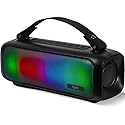 Tyler Wireless Bluetooth Speaker RGB Lighting Long Range Rechargeable Boombox USB MP3 AUX Inputs Fm Radio Sound & Bass Carry Strap Lightweight