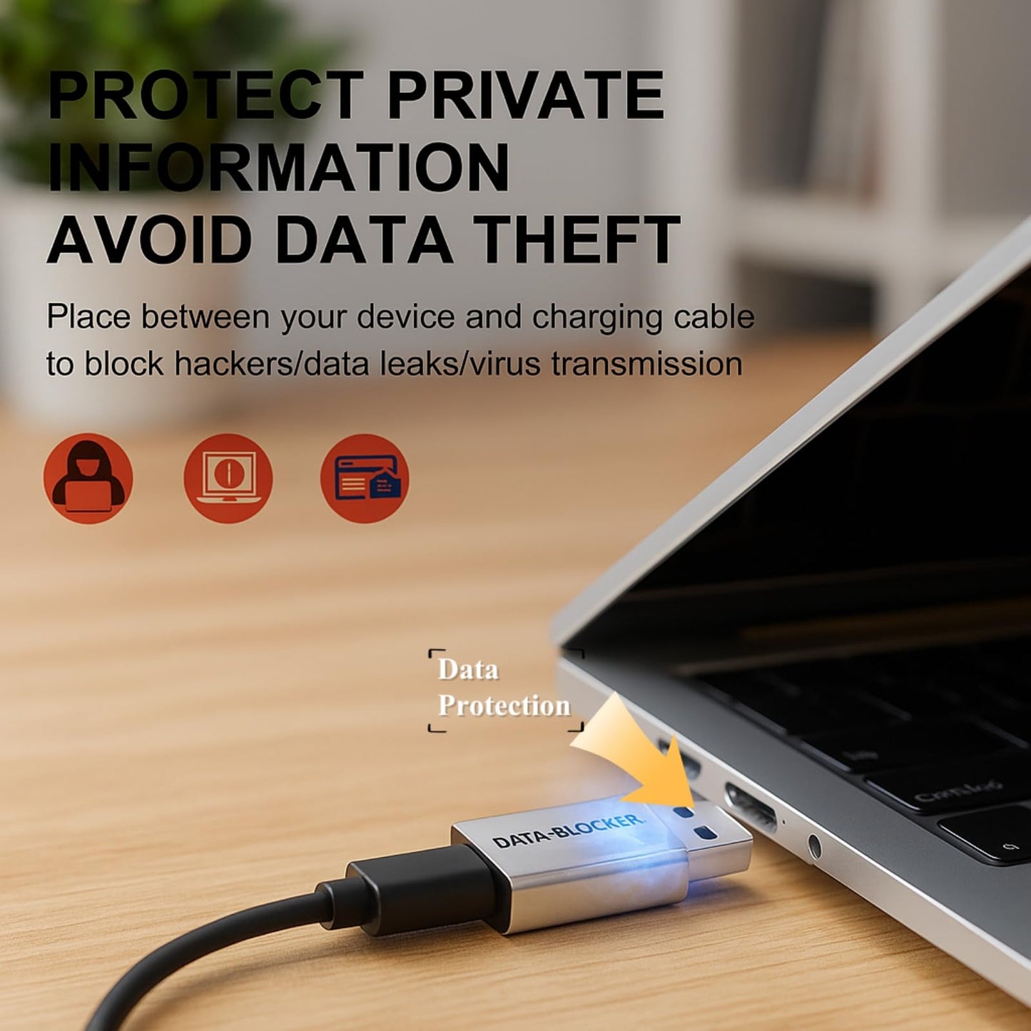 USB Data Blocker & USB C Data Blocker (4 Kinds), USB Type A & Type C Data Blocker Only for Charging, Provide Safe Charging Refuse Hacking, Protect