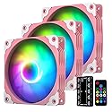 Vetroo 3-Pack Computer Case Fan 120mm Address RGB & PWM Cooling Fans High Performance with Controller Hub - Pink