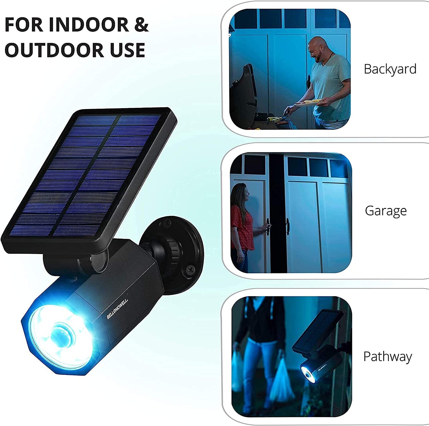 Bell+Howell Bionic Spotlight Deluxe Solar-Powered Spot Light 25 Feet Motion Sensor, Sun Panels, Waterproof Frost Resistant Patio, Yard and Outdoor
