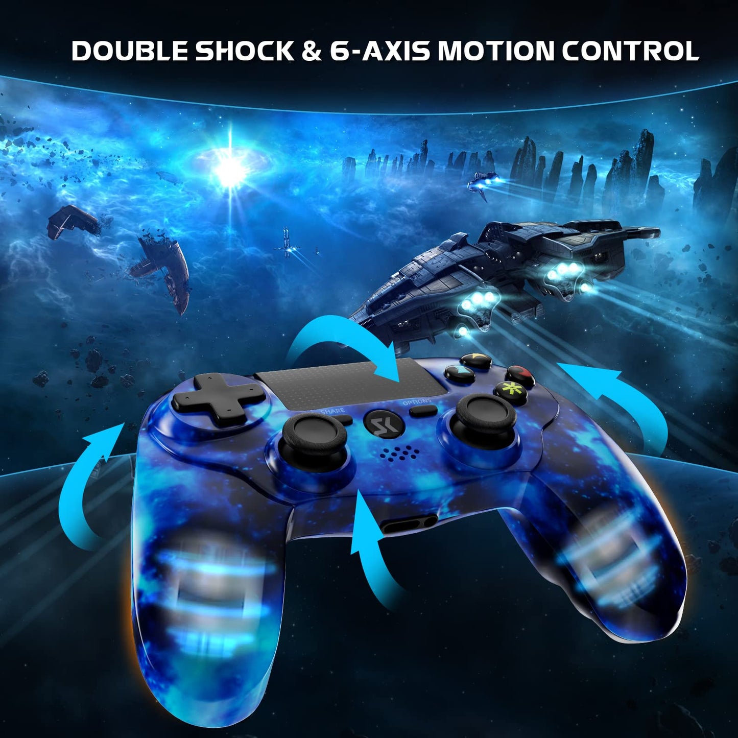 Wireless Controller for PS4, Controller for Sony PlayStation 4, Double Shock 6-Axis Motion Sensor, Sensitive Touch Pad, Built-in Speaker & Stereo