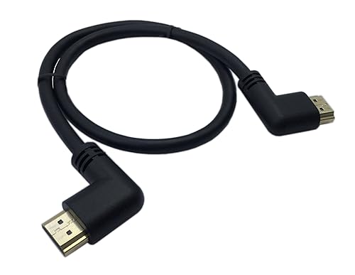 CERRXIAN 0.5m High Speed HDMI 2.0 HDMI Left Angle Male to HDMI Right Angle Male Short Cable Ultra HD 4k x 2k HDMI Cable Supports Ethernet, 3D, 4K