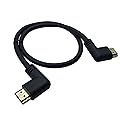 CERRXIAN 0.5m High Speed HDMI 2.0 HDMI Left Angle Male to HDMI Right Angle Male Short Cable Ultra HD 4k x 2k HDMI Cable Supports Ethernet, 3D, 4K