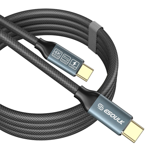 Esoulk USB C to USB C Cable 100W PD Fast Charging, 20Gbps Data Transfer, 4K Video Output, 6.6FT Braided USB 3.2 Gen 2x2 Type C Cord for MacBook, Dell