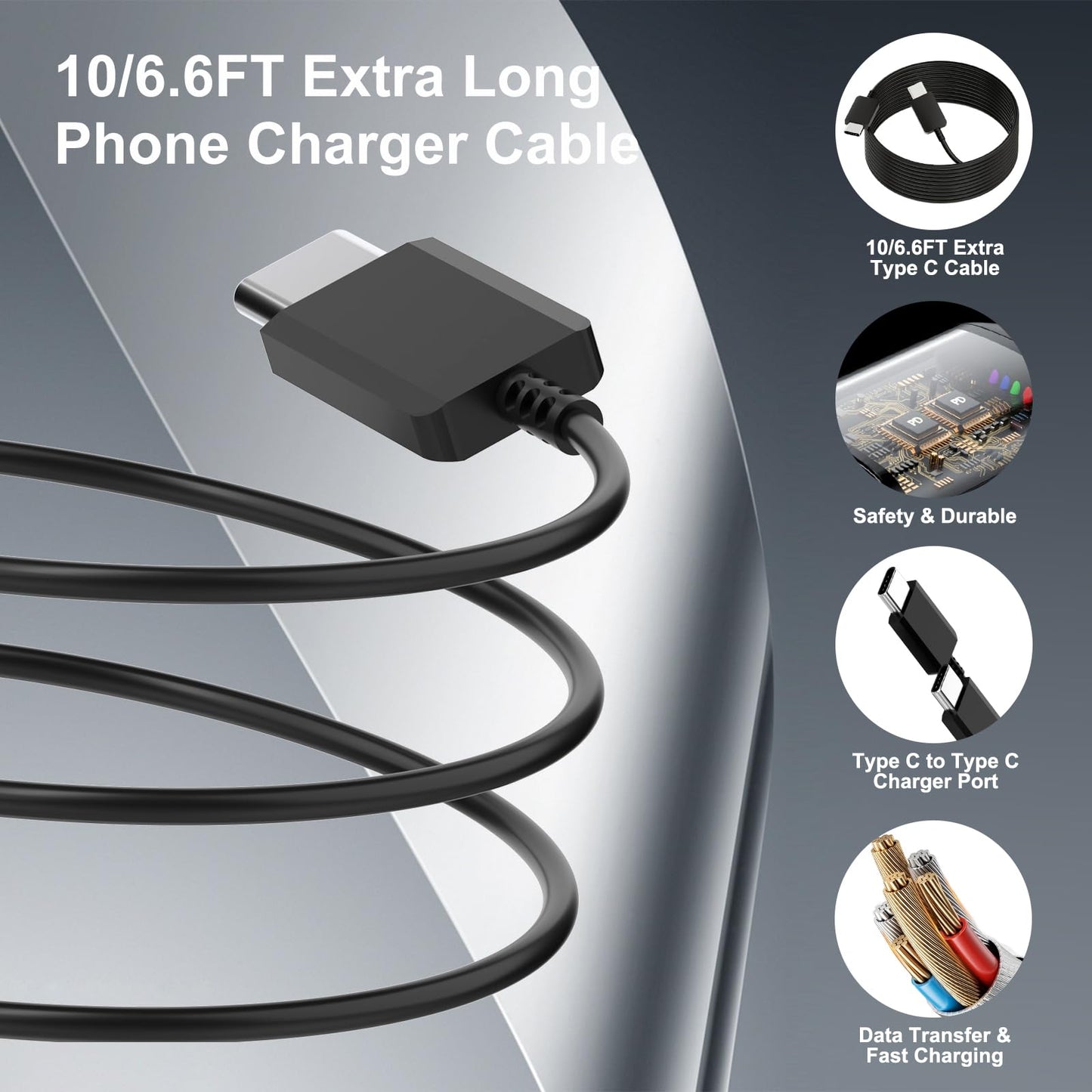 Samsung Super Fast Charger Type C, 4Pack 25W USB C Wall Charger Fast Charging Block &(6ft+10ft) x2 Long Android Type C Charger for Samsung Galaxy S26