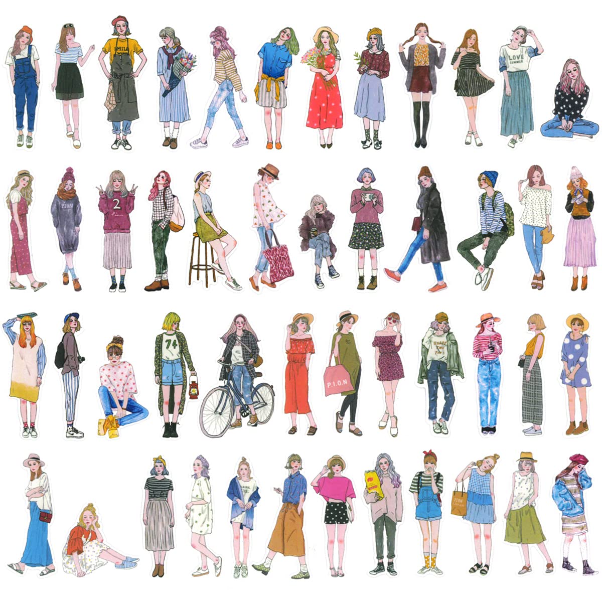 allydrew Fashion Women People Vinyl Stickers for Scrapbooking, Journaling, Water Bottles, 100pcs, Lifestyle Ladies