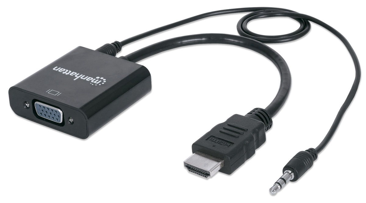 MANHATTAN HDMI to VGA Converter, Gold-Plated, Audio, Micro-USB Power
